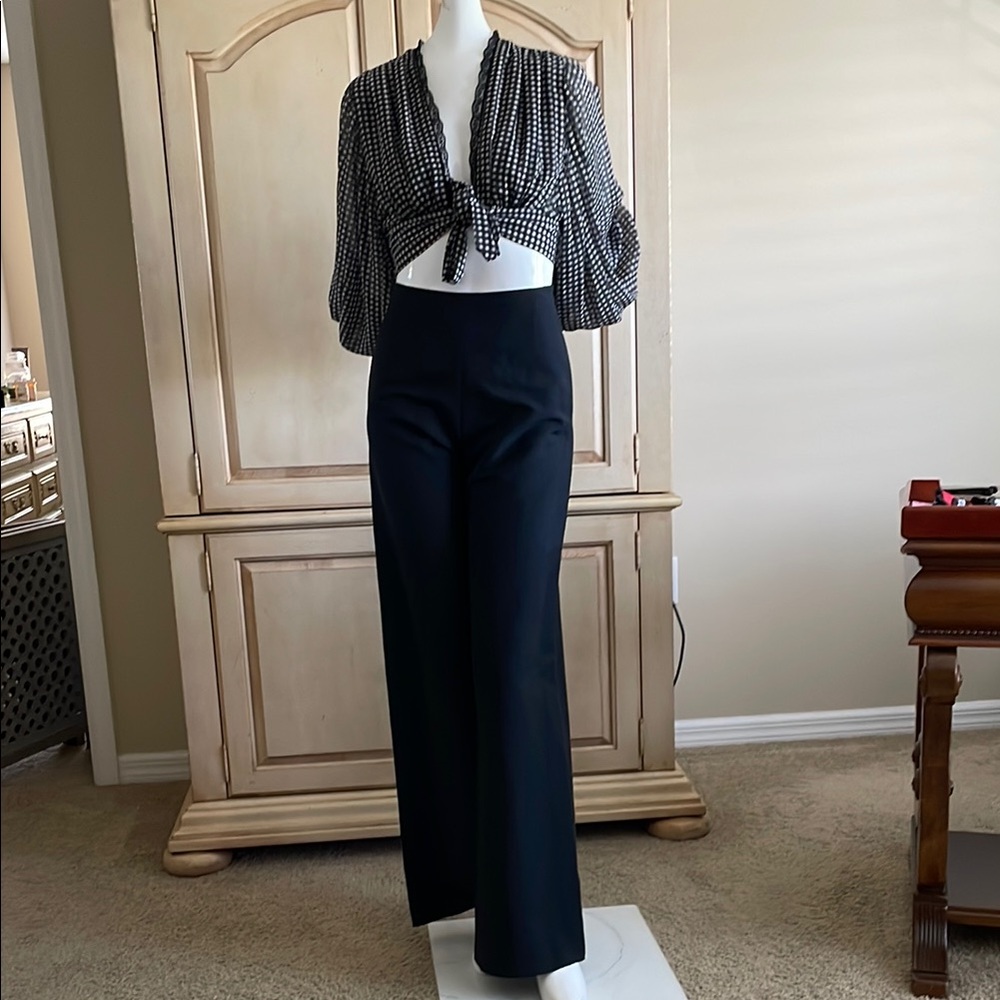 Krizia High Rise Flat Front Wide Leg Minimalist Design Pant Made in Italy NWT 8 - Picture 5 of 14